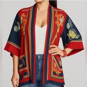 Johnny Was Mishka Rose Embroidered Floral Kimono Cardigan -  XL